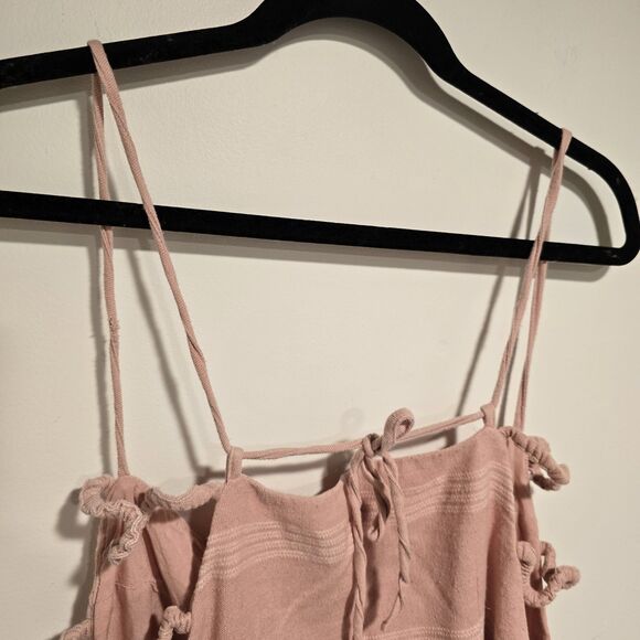 Free People Simone Mini Dress Blush Pink Cotton Linen Blend Medium Womens  Boho - Picture 10 of 12